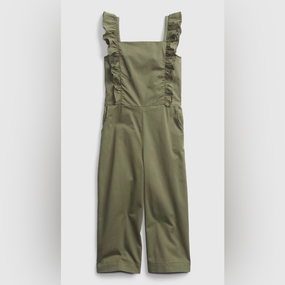 GAP Kids Olive Green Sleeveless Ruffle Jumpsuit - Girls XL - EUC